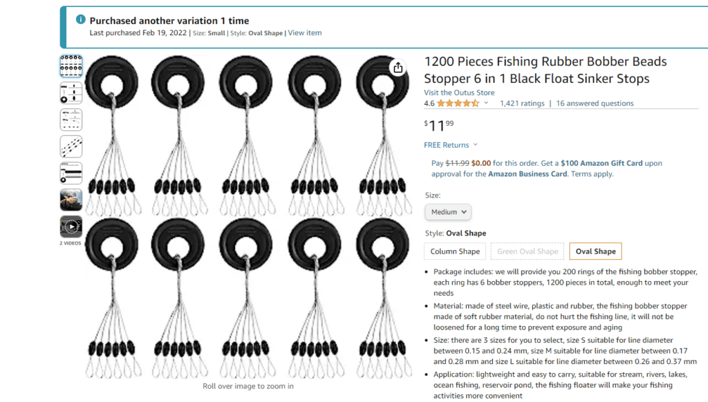 Image showing a large, economical pack of budget-friendly bobber stops from Amazon, ideal for optimizing bait depth during bass fishing adventures.
