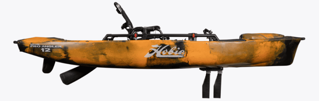 "Experience the adrenaline-filled adventure of kayak bass fishing with the robust and efficient Hobie Pro Angler Kayak, designed to navigate smoothly through various water bodies. Its spacious storage and advanced pedal system make it a favored choice among anglers worldwide.