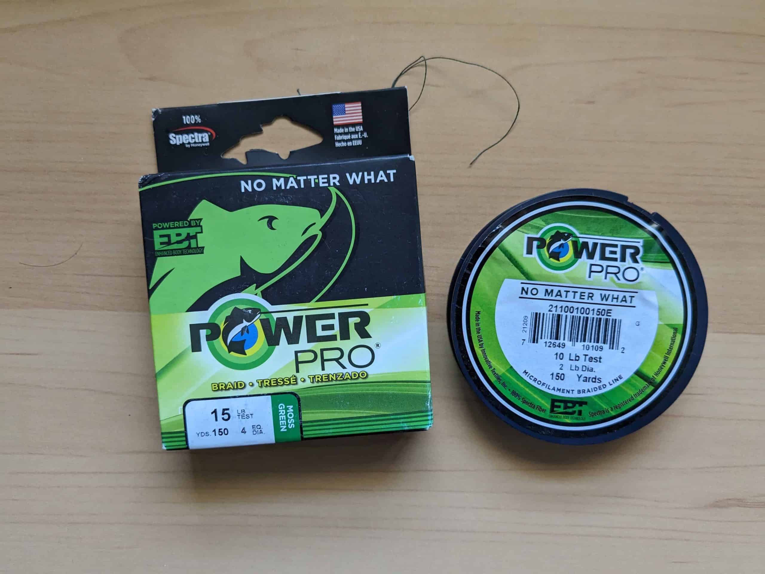 Array of PowerPro Braided Fishing Lines in various strengths and colors, quite possibly being the best line for bass fishing