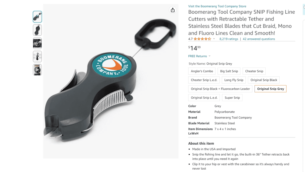 Boomerang Tool Company's Line Cutters, a compact and efficient tool used for bass fishing.