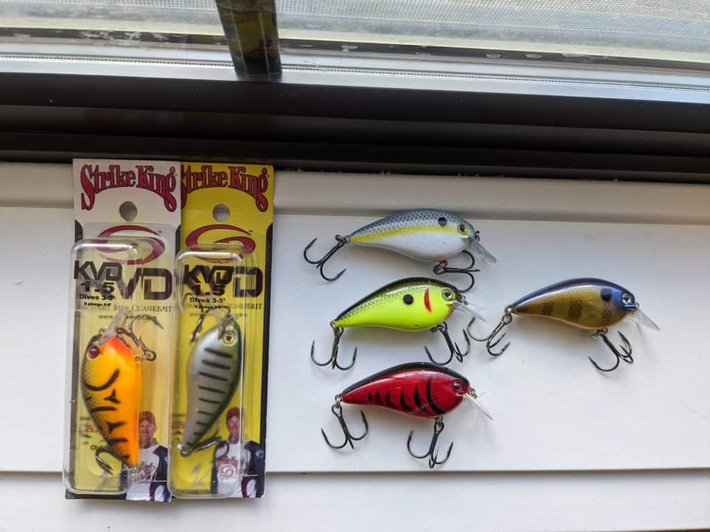 Array of Strike King KVD 1.5 crankbaits showcasing diverse baitfish color patterns.