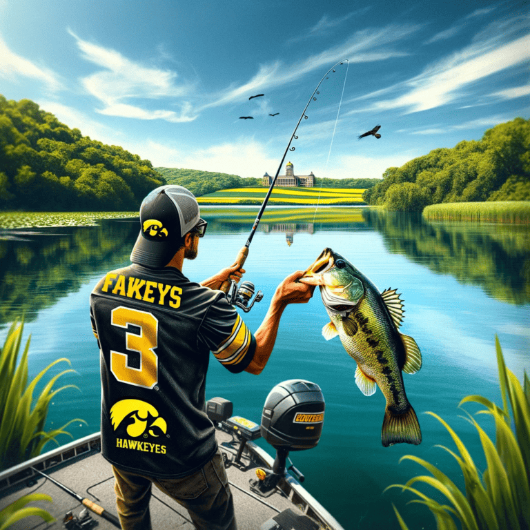 Iowa bass angler catching a largemouth bass